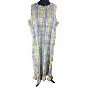 Anthony Richards muumuu housecoat dress 4xl plus yellow sleeveless ruffle hem